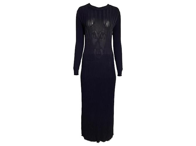 Abito Lungo in Maglia Max Mara in Viscosa Blu Navy