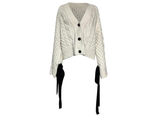 Cardigan boxy in maglia di Erdem in lana bianca Bianco Crudo