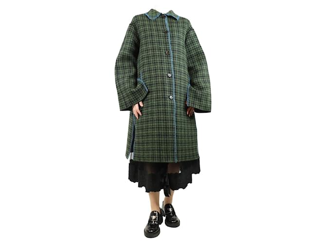 Marni Cappotto in misto lana a quadri verdi con cuciture a punto - taglia UK 10 Verde
