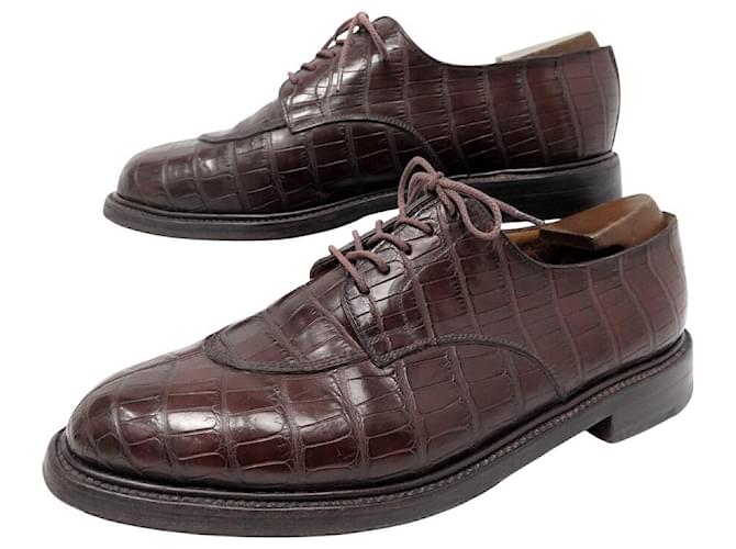 SCARPE VINTAGE JM WESTON DEMI CHASSE 598 COCODRILLO 8.5E 43 SCARPE GRANDI Marrone