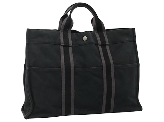 Hermès HERMES Fourre Tout MM Borsa a Mano Tela Nera Auth ti2642 Nero