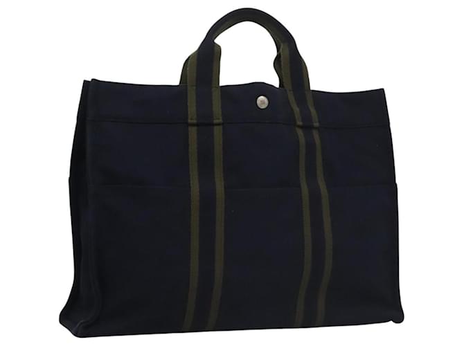 Hermès HERMES Fourre Tout MM Borsa a Mano Tela Marina Auth ti2640 Blu navy