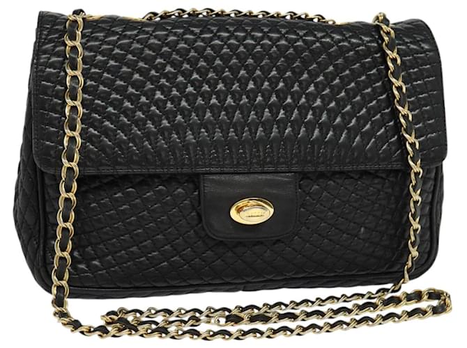 BALLY Borsa a Spalla in Pelle Trapuntata con Catena Nera Oro Auth yk17027 Nero D'oro
