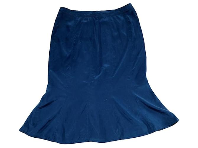 Gonna in seta blu Saint Laurent