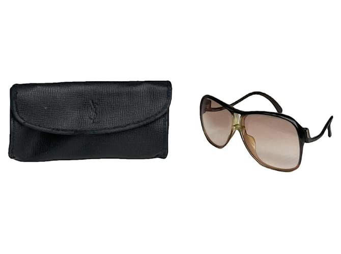 Occhiali da sole in plastica marroni Saint Laurent Marrone