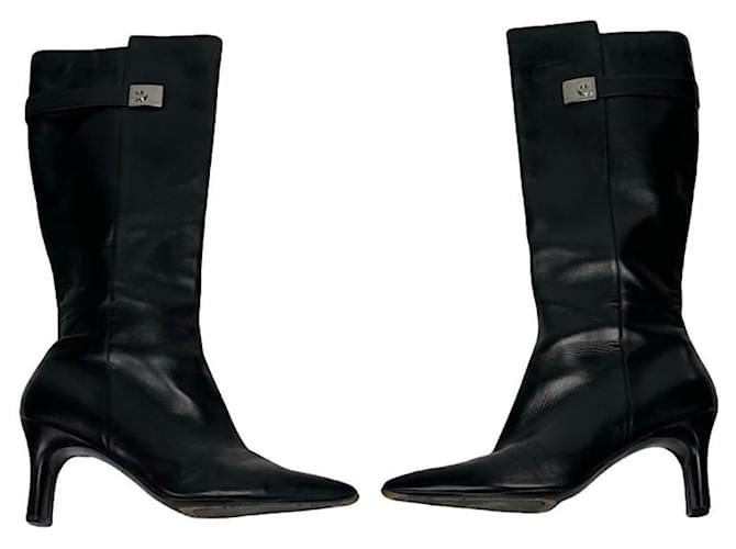 Stivale in pelle verniciata nera Salvatore Ferragamo Nero