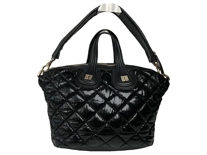 Borsa a mano Givenchy Nightingale in pelle verniciata nera Nero