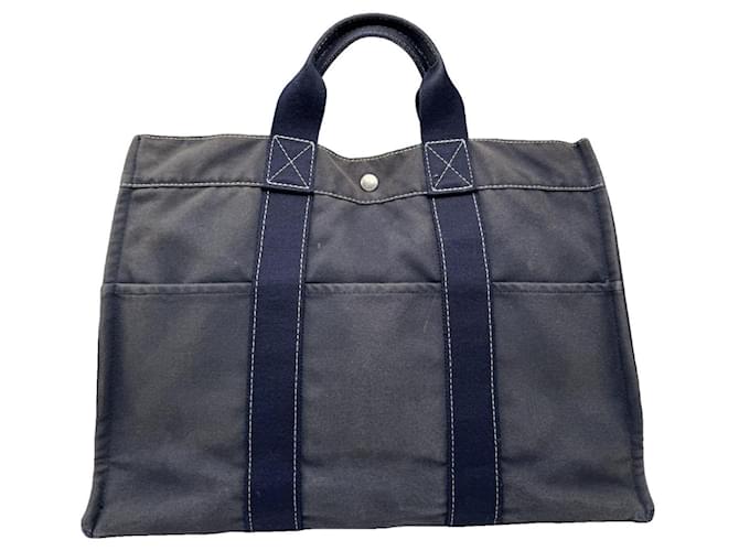 Borsa a mano in cotone blu Hermès