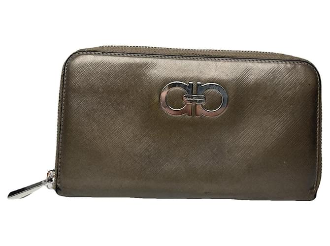 Portafoglio in pelle antracite Salvatore Ferragamo Grigio antracite