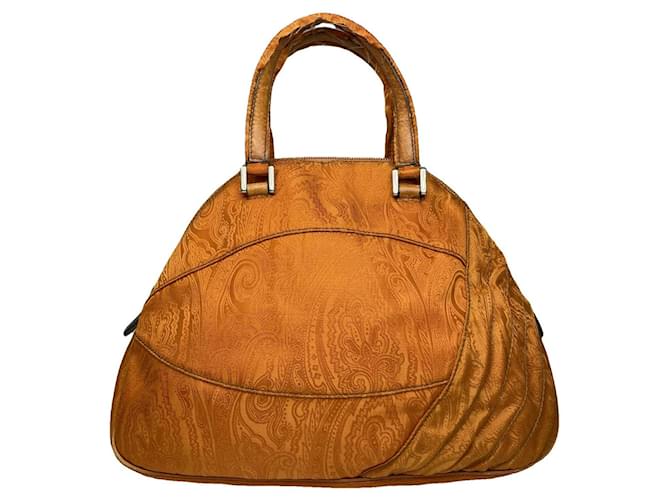 Borsa a mano in cotone arancione Etro