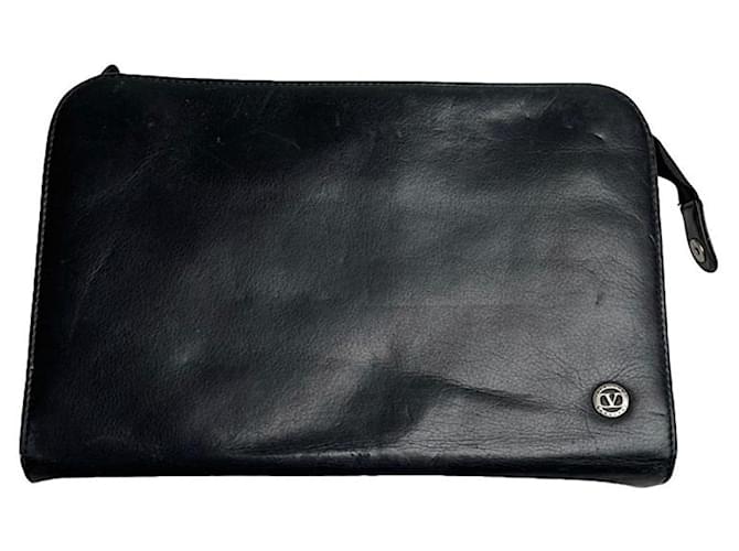Clutch in pelle verniciata nera Glam Lock di Valentino Garavani Nero