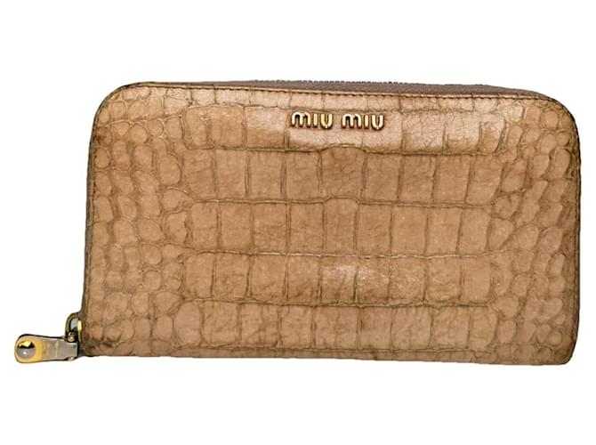 Portafoglio in pelle verniciata marrone Miu Miu