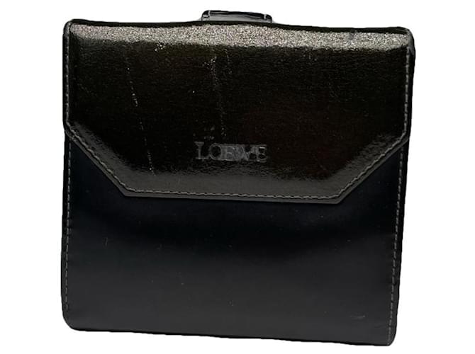 Portafoglio in pelle verniciata nera Loewe Nero