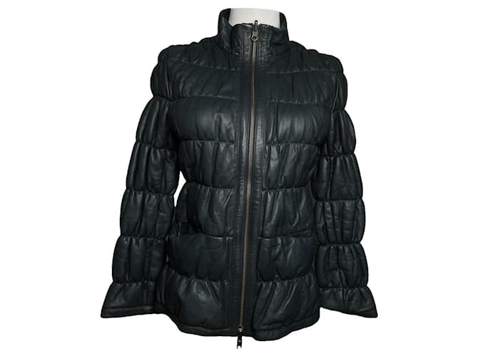 Giacca in pelle antracite Emporio Armani Grigio antracite