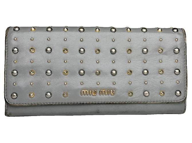 Portafoglio in pelle argento Miu Miu