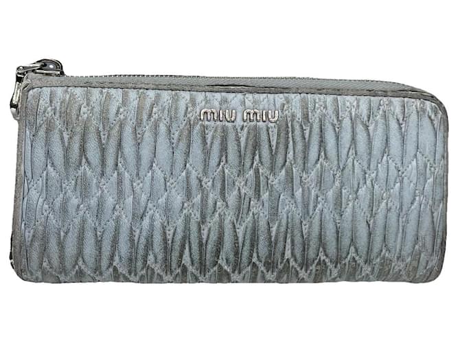 Portafoglio in pelle blu Miu Miu