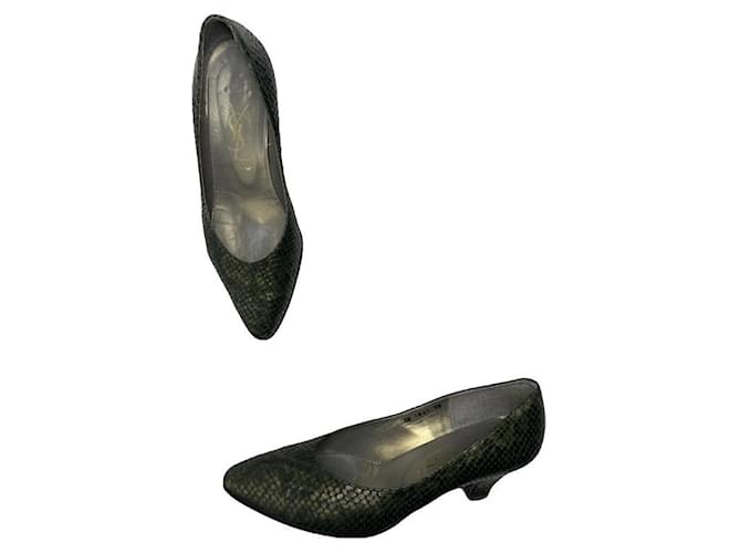 Tacco in pelle verde Yves Saint Laurent