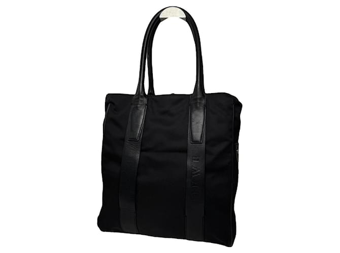 Borsa a mano in cotone nero Loewe Puzzle