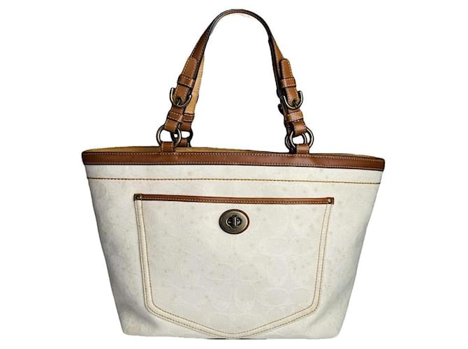 Borsa a mano in pelle bianca Coach CITY ZIP TOTE Bianco