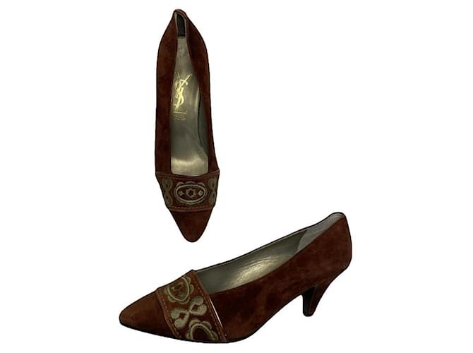 Saint Laurent Anja Tacco in Pelle Marrone