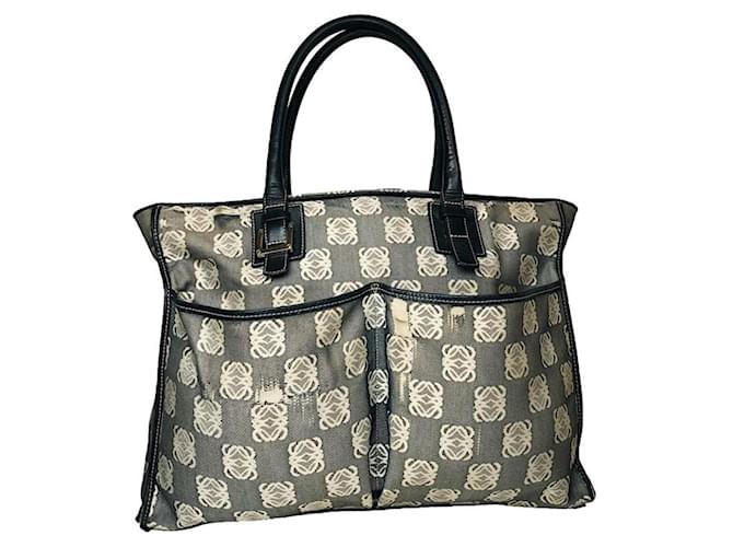 Borsa a mano in cotone nero Loewe Gate