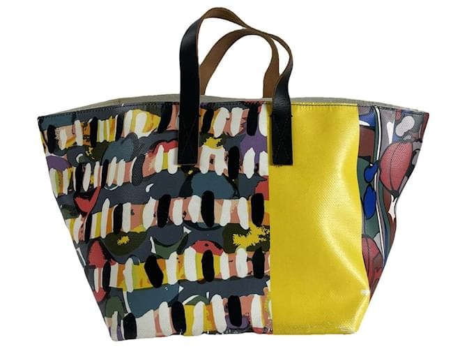 Borsa a mano in pelle vegana multicolore Marni