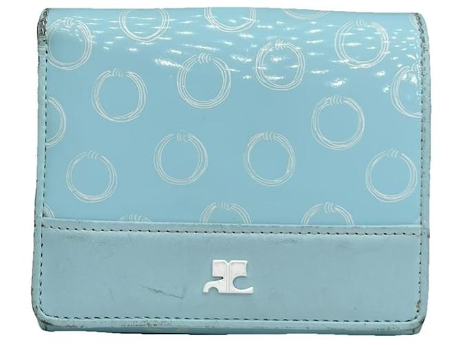 Courreges Portafoglio in pelle verniciata turchese Courrèges