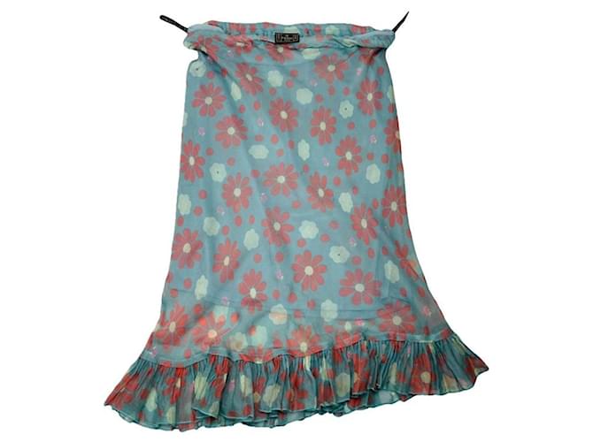 Gonna in seta turchese Fendi