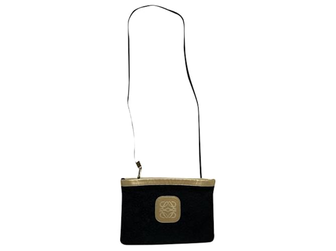 Borsa a mano in poliestere nero Loewe Flamenco