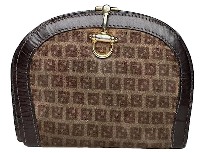 Portafoglio in lana marrone Fendi Baguette