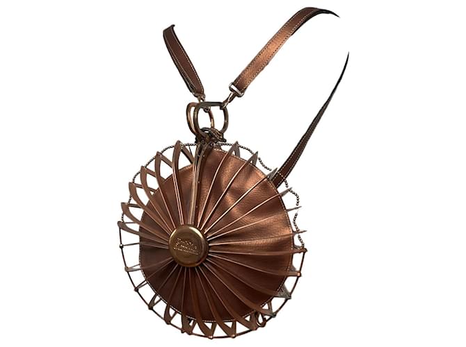 Borsa a mano in pelle marrone Jean Paul Gaultier