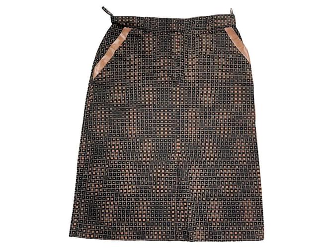 Gonna in cotone marrone Fendi