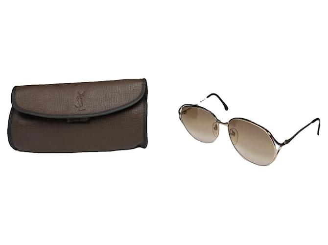 Occhiali da sole in plastica beige Saint Laurent