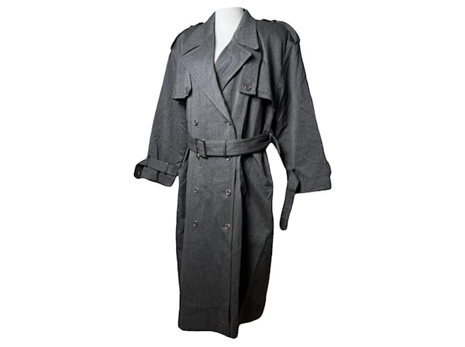 Courreges Cappotto trench in lana antracite Courrèges Grigio antracite