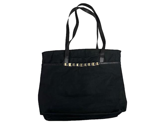 Borsa a mano in poliestere nero Wanda di Salvatore Ferragamo