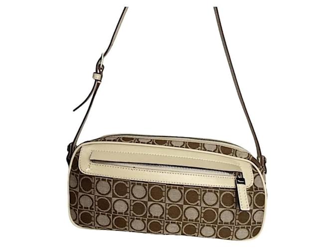 Borsa a mano in poliestere beige Salvatore Ferragamo