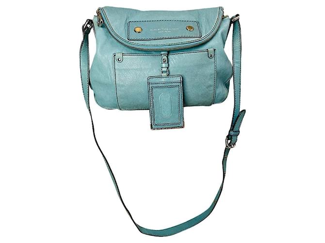 Borsa in pelle blu Marc Jacobs Downtown