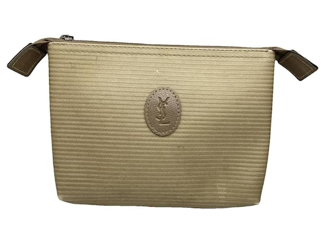 Clutch in cotone beige Yves Saint Laurent