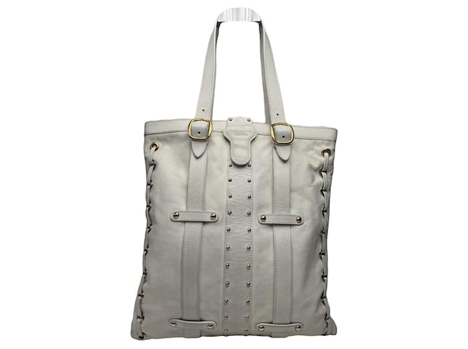Borsa a mano in pelle bianca Valentino Garavani Rockstud Hobo Bianco