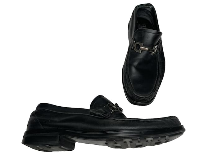 Salvatore Ferragamo Gancini Ballerine in Pelle Nera Nero