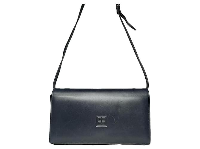 Borsa a mano in pelle verniciata blu navy Givenchy Emblem