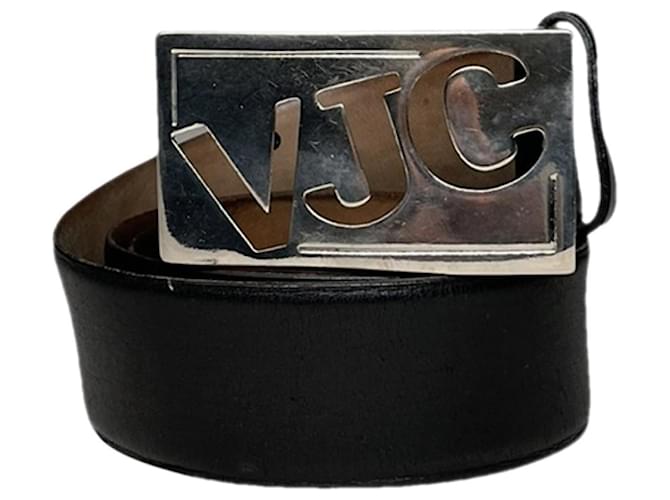 Cintura in pelle nera Versace Jeans Couture Nero