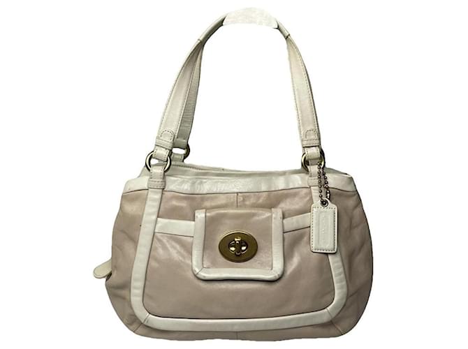 Borsa in pelle bianca Sufflette Signature di Coach Bianco