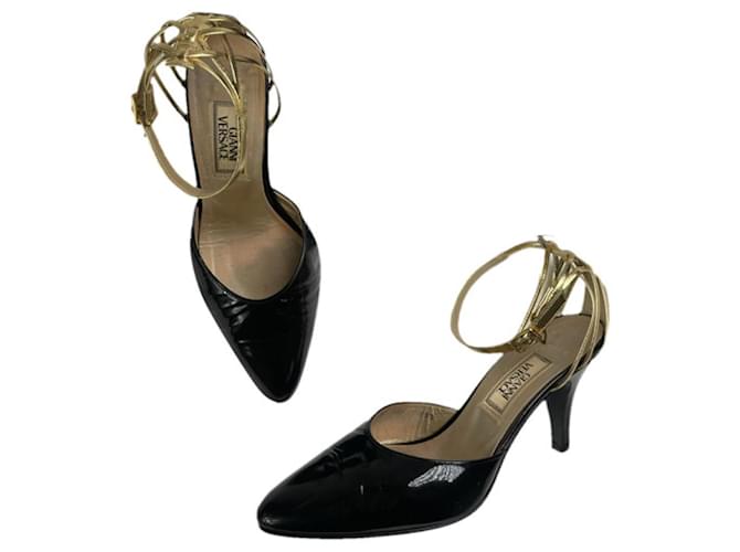 Tacco in pelle verniciata nera Gianni Versace Nero