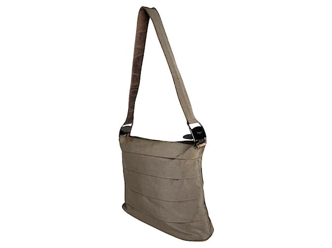 Borsa a mano in cotone marrone Salvatore Ferragamo
