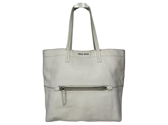 Borsa a mano in pelle bianca Miu Miu Bow Bianco