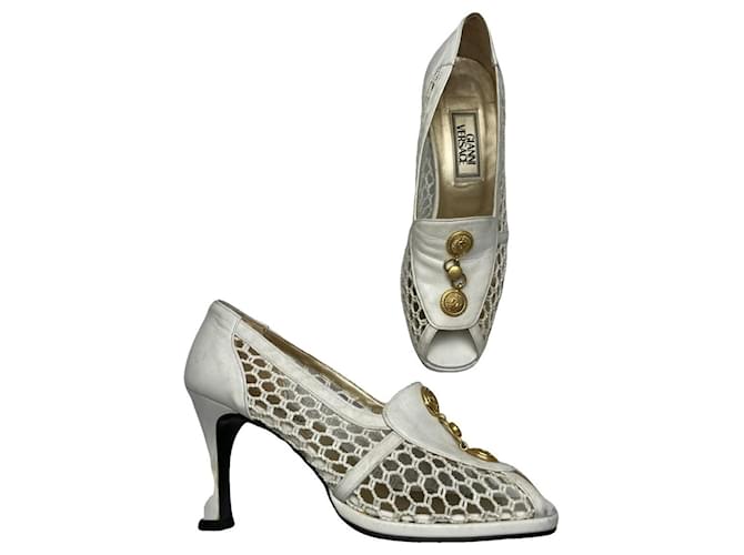 Tacco in pelle verniciata bianca Gianni Versace Bianco