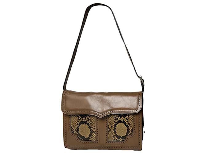 Borsa a tracolla in pelle marrone Saint Laurent Satchel Y con borchie