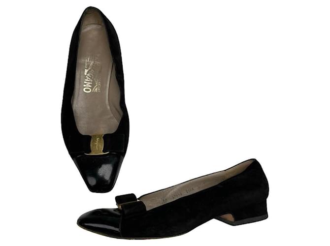 Salvatore Ferragamo Ballerine in Pelle Verniciata Nera Nero