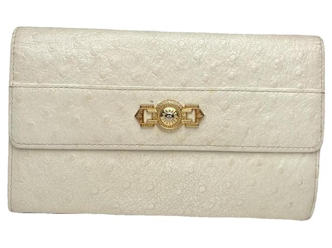 Portafoglio in struzzo bianco Gianni Versace
